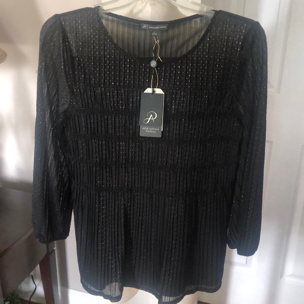 NWT Adrianna Papell women’s black and gold  top